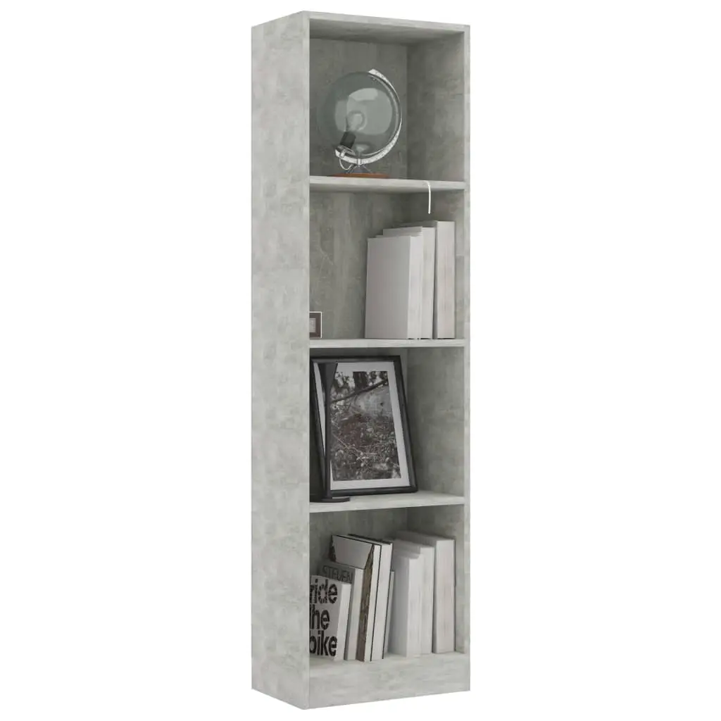 vidaXL 4-Tier Book Cabinet Concrete Grey 40x24x142 cm Chipboard