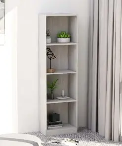 vidaXL 4-Tier Book Cabinet Concrete Grey 40x24x142 cm Chipboard