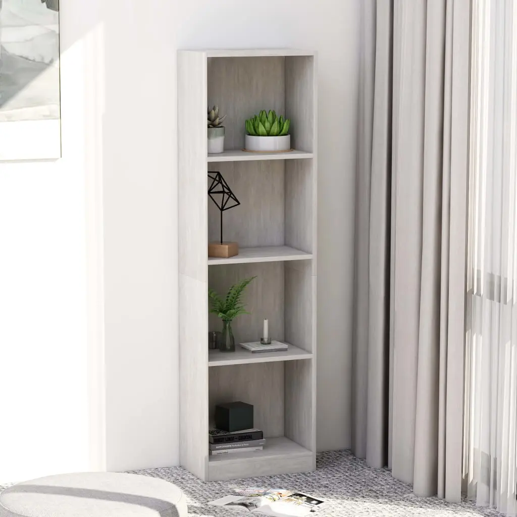 vidaXL 4-Tier Book Cabinet Concrete Grey 40x24x142 cm Chipboard