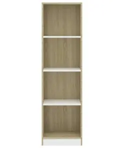 vidaXL 4-Tier Book Cabinet White and Sonoma Oak 40x24x142 cm Chipboard
