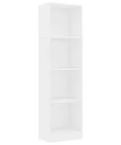 vidaXL 4-Tier Book Cabinet High Gloss White 40x24x142 cm Chipboard