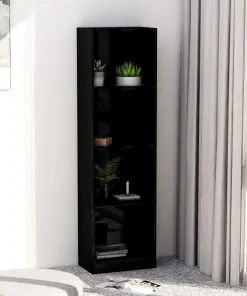 vidaXL 4-Tier Book Cabinet High Gloss Black 40x24x142 cm Chipboard