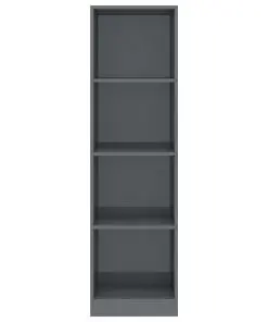 vidaXL 4-Tier Book Cabinet High Gloss Grey 40x24x142 cm Chipboard