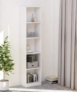 vidaXL 5-Tier Book Cabinet White 40x24x175 cm Chipboard