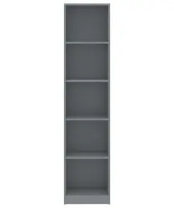 vidaXL 5-Tier Book Cabinet Grey 40x24x175 cm Chipboard
