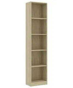 vidaXL 5-Tier Book Cabinet Sonoma Oak 40x24x175 cm Chipboard