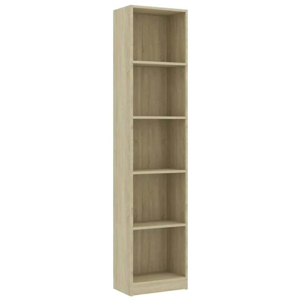 vidaXL 5-Tier Book Cabinet Sonoma Oak 40x24x175 cm Chipboard
