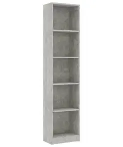vidaXL 5-Tier Book Cabinet Concrete Grey 40x24x175 cm Chipboard