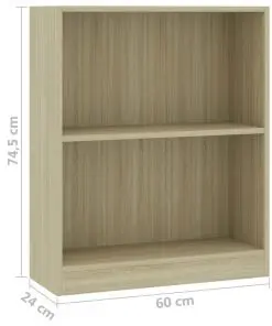vidaXL Bookshelf Sonoma Oak 60x24x74.5 cm Chipboard