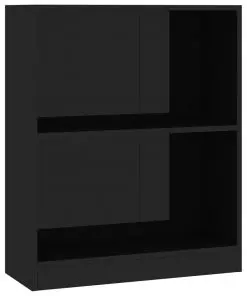 vidaXL Bookshelf High Gloss Black 60x24x74.5 cm Chipboard