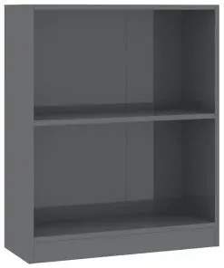 vidaXL Bookshelf High Gloss Grey 60x24x74.5 cm Chipboard