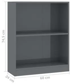 vidaXL Bookshelf High Gloss Grey 60x24x74.5 cm Chipboard
