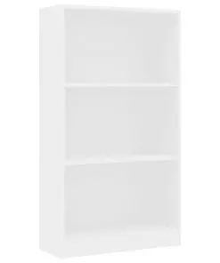 vidaXL 3-Tier Book Cabinet White 60x24x108 cm Chipboard