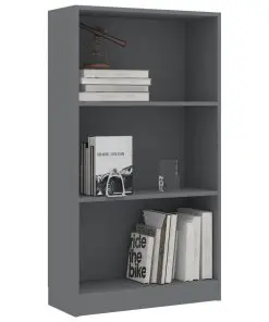 vidaXL 3-Tier Book Cabinet Grey 60x24x108 cm Chipboard