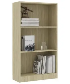 vidaXL 3-Tier Book Cabinet Sonoma Oak 60x24x108 cm Chipboard