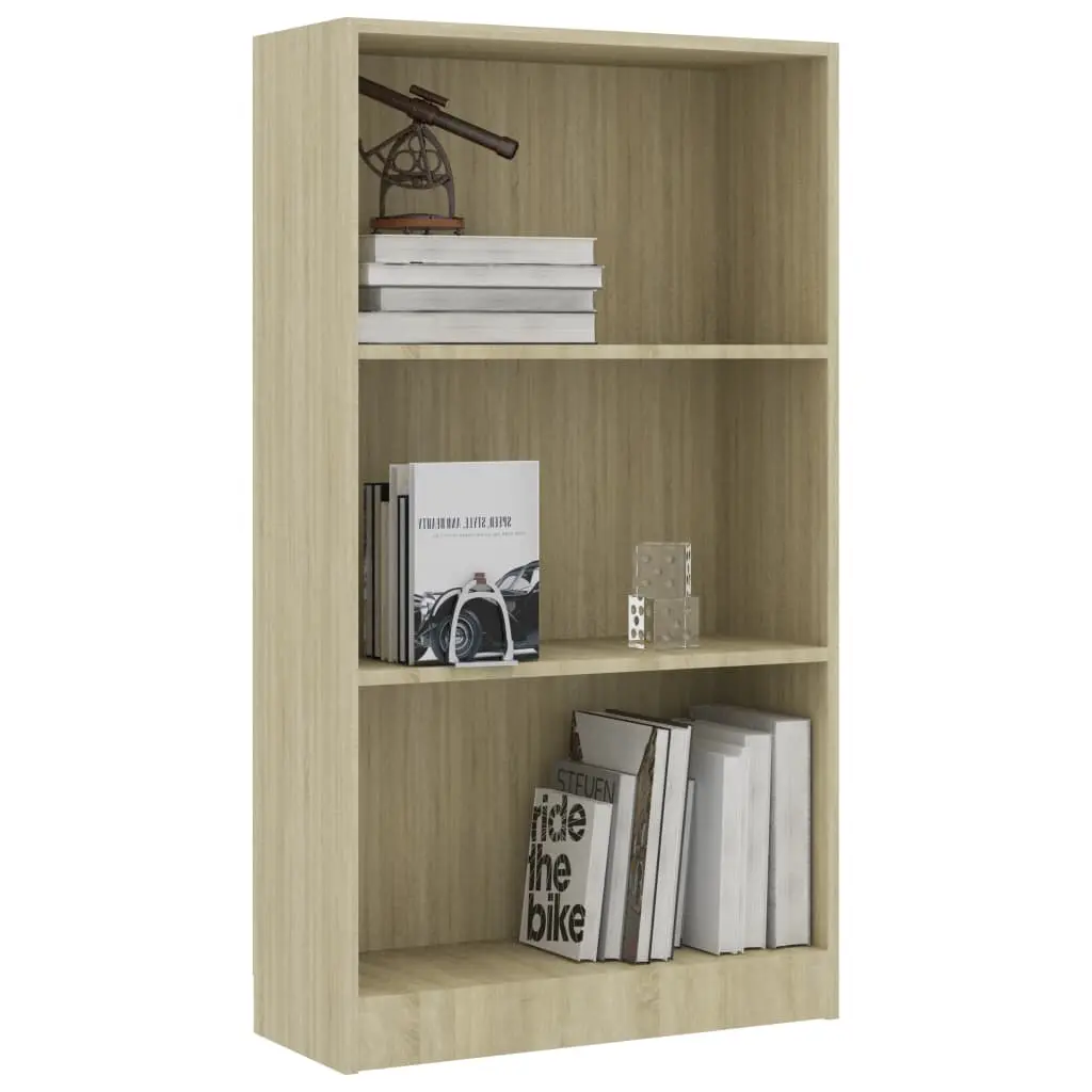 vidaXL 3-Tier Book Cabinet Sonoma Oak 60x24x108 cm Chipboard
