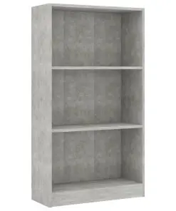 vidaXL 3-Tier Book Cabinet Concrete Grey 60x24x108 cm Chipboard