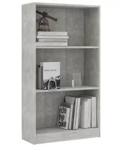 vidaXL 3-Tier Book Cabinet Concrete Grey 60x24x108 cm Chipboard