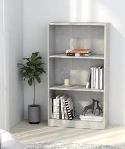 vidaXL 3-Tier Book Cabinet Concrete Grey 60x24x108 cm Chipboard