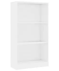 vidaXL 3-Tier Book Cabinet High Gloss White 60x24x108 cm Chipboard