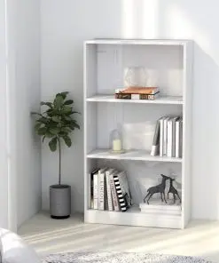 vidaXL 3-Tier Book Cabinet High Gloss White 60x24x108 cm Chipboard