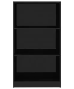 vidaXL 3-Tier Book Cabinet High Gloss Black 60x24x108 cm Chipboard