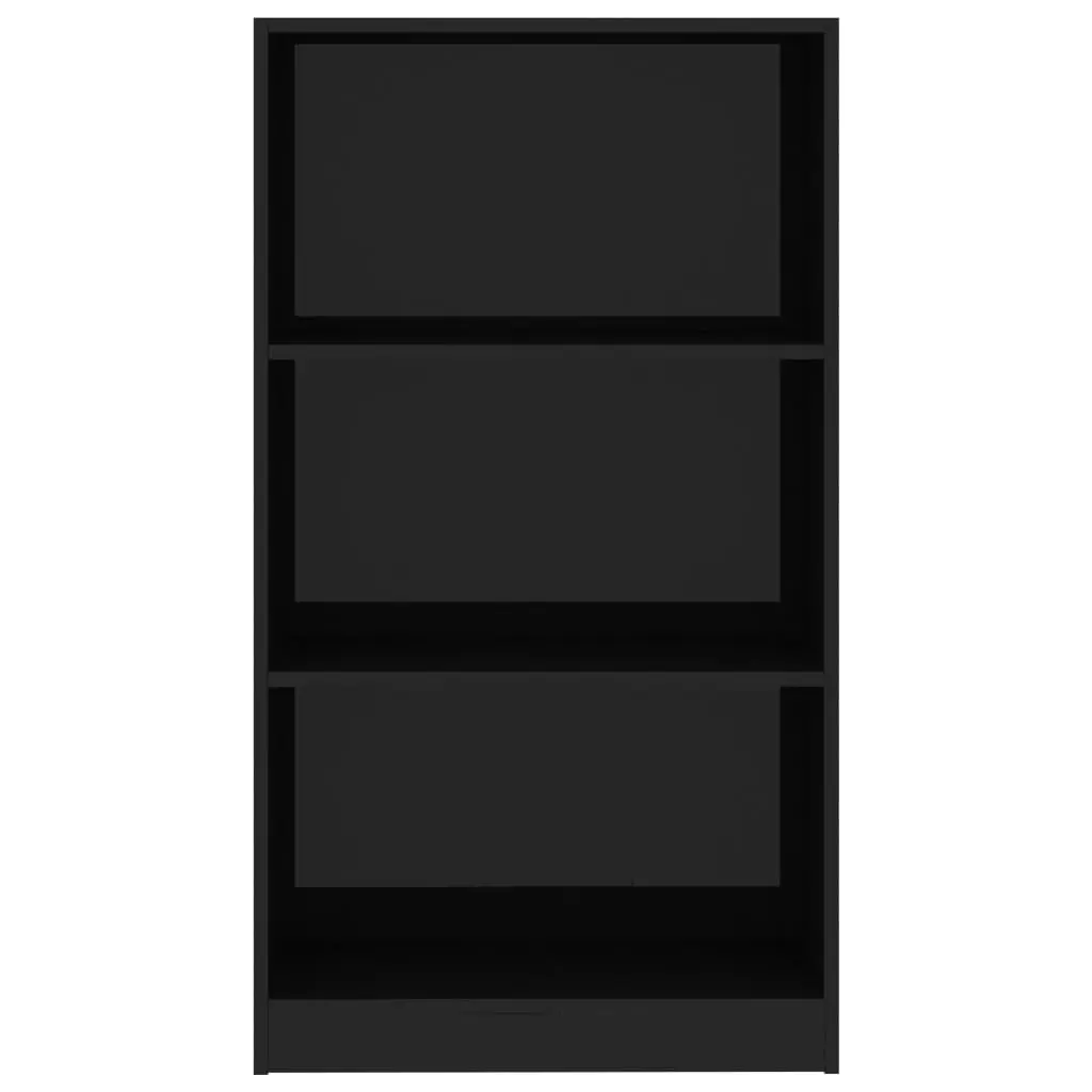 vidaXL 3-Tier Book Cabinet High Gloss Black 60x24x108 cm Chipboard