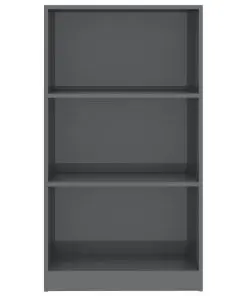 vidaXL 3-Tier Book Cabinet High Gloss Grey 60x24x108 cm Chipboard