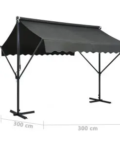 vidaXL Free Standing Awning 300×300 cm Anthracite
