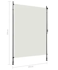 vidaXL Outdoor Roller Blind 150×270 cm Cream