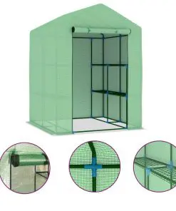 vidaXL Greenhouse with Shelves Steel 143x143x195 cm