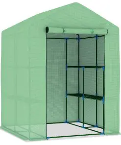 vidaXL Greenhouse with Shelves Steel 143x143x195 cm
