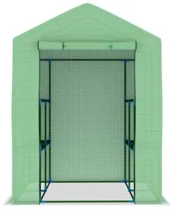 vidaXL Greenhouse with Shelves Steel 143x143x195 cm