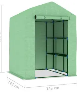 vidaXL Greenhouse with Shelves Steel 143x143x195 cm