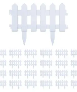 vidaXL Lawn Edgings 25 pcs White 10 m PP