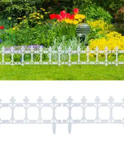 vidaXL Lawn Edgings 16 pcs White 10 m PP