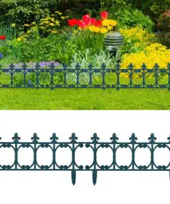 vidaXL Lawn Edgings 16 pcs Green 10 m PP