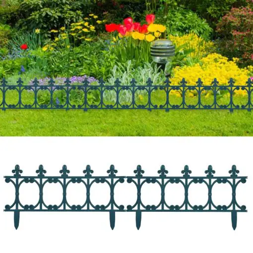vidaXL Lawn Edgings 16 pcs Green 10 m PP