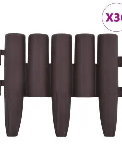 vidaXL Lawn Edgings 36 pcs Brown 10 m PP