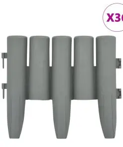 vidaXL Lawn Edgings 36 pcs Grey 10 m PP