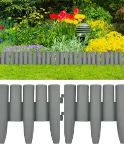 vidaXL Lawn Edgings 36 pcs Grey 10 m PP