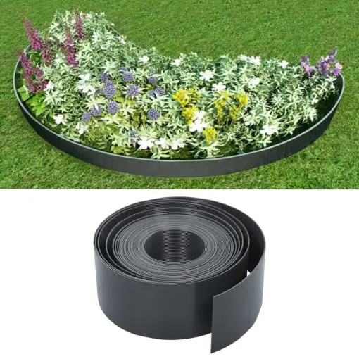 vidaXL Garden Edging Grey 10 m 10 cm PE