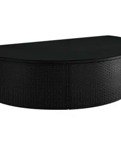 vidaXL Garden Bed with Parasol Poly Rattan Black