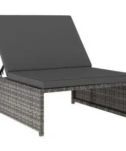 vidaXL Sun Loungers 2 pcs with Table Poly Rattan Grey
