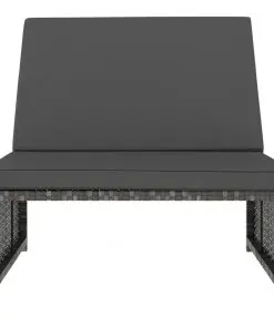 vidaXL Sun Loungers 2 pcs with Table Poly Rattan Grey