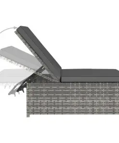 vidaXL Sun Loungers 2 pcs with Table Poly Rattan Grey