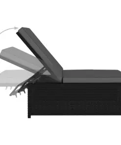 vidaXL Sun Loungers 2 pcs with Table Poly Rattan Black