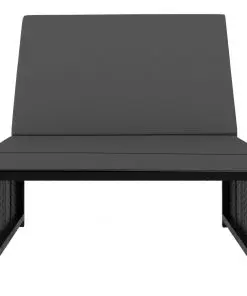 vidaXL Sun Loungers 2 pcs with Table Poly Rattan Black