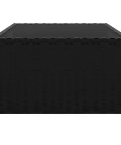 vidaXL Sun Loungers 2 pcs with Table Poly Rattan Black