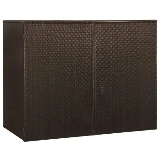 vidaXL Double Wheelie Bin Shed Brown 153x78x120 cm Poly Rattan